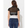 INSPIRE CHIC Women's Cap Sleeve Business Open Front Sheer Mesh Crop Bolero Shrug - 4 of 4