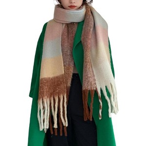 MSDC Winter Women Warm Scarf Long Shawl Large Scarves Cold Weather Thick Blanket Scarfs Colorful Plaid - 1 of 4