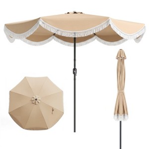 costway 9ft patio umbrella 11 x 9 ft Cantilever with 360 Rotation and Easy Tilt Adjustment-Beige And a 40 lbs Costway 9 FT Patio Umbrella