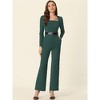Allegra K Women's Elegant Square Neck Long Sleeve Wide Leg Long Pants Dressy Jumpsuit - 3 of 4