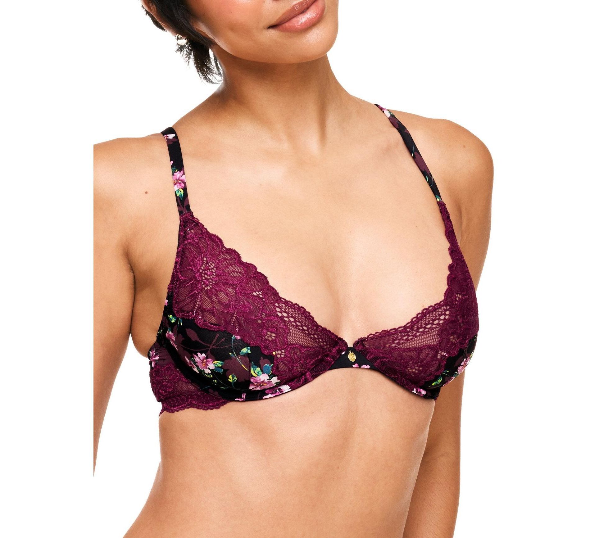 Adore Me Women's Aleena Plunge Bra 32C / Ethereal Whisper C01 Black.