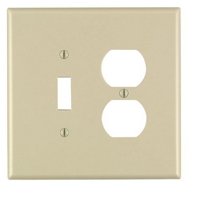 Leviton Ivory 86105-000 2-gang Thermoset Plastic Duplex/Toggle Wall Plate 1 pk