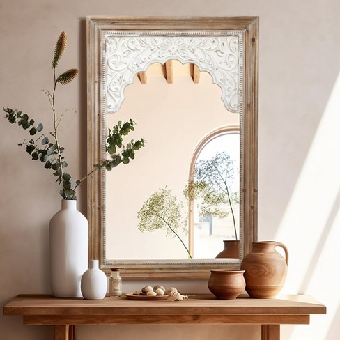 Luxenhome Wood Framed Rectangular Accent Wall Mirror Brown : Target