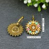 Bohemian Round Flower Dangle Earrings, Sparkling Crystal & Beaded Bronze Retro Leverback Design - 2 of 4