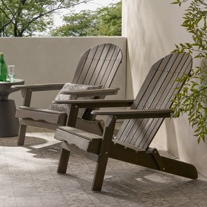 GDFStudio Adelina Outdoor Acacia Wood Folding Adirondack Chairs (Set of 2) - 1 of 4