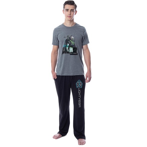 Men's 2pc Plaid Joggers And Long Sleeve Crewneck T-shirt Pajama