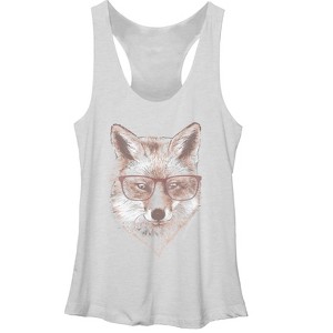 Women's Lost Gods Fox in Glasses Racerback Tank Top - 1 of 3