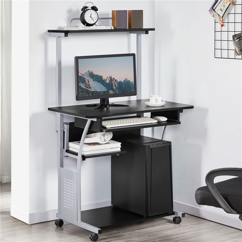 Yaheetech Computer Desk for Home Office School With Printer Shelf Keyboard Tray Storage Rack, 4 of 10