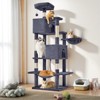 ELJGET 66" Cat Tree Tower, Large Multi-Cat Climbing Condo with Extended Platforms, Cozy Hammock & Pet House for Indoor Cats – Dark Grey - 2 of 4