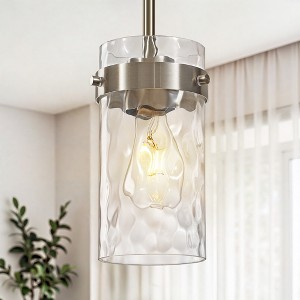 POWLIG 4.72" Modern Pendant Light with Glass Shade, Height Adjustable Chandelier for Kitchen Island, Dining Room or Entryway - 1 of 4