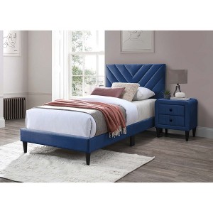 Twin Size Upholstered Platform Bed with Headboard for Bedroom - 1 of 4