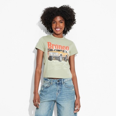 Women's Ford Bronco Bio Short Sleeve Graphic Baby T-Shirt - Green