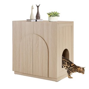 unipaws Furniture Style Tall Cat Litter Box Enclosure - 1 of 4