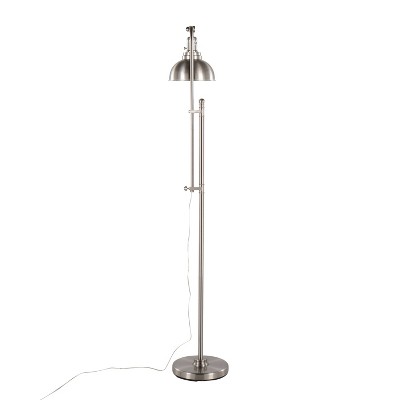 Emery Adjustable Nickel Industrial Floor Lamp with Metal Shade