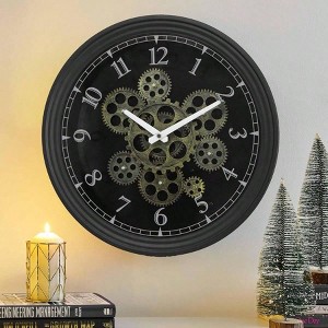 15 Inch Real Moving Gear Wall Clock Vintage Industrial Steampunk Metal Living Room Decor Kitchen Home Office House Warming - 1 of 4