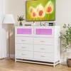 6 Drawer Dresser for Bedroom with LED Lights and Charging Station, Wooden Double Dresser with 2 Shelves & Mental Grid Handle - 4 of 4