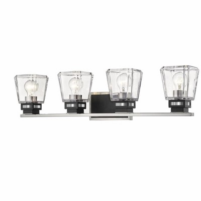 Jackson 4-Light Vanity Light - Mid-Century Modern Glass Shades, Dimmable, Damp Rated