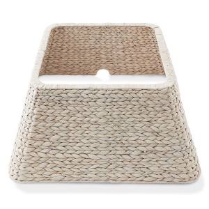 Casafield 22-Inch Water Hyacinth Christmas Tree Collar, Woven Tree Square Base Cover with Cord Cut Out, White - 1 of 4