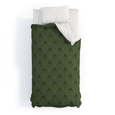 Deny Designs Twin/ Twin Extra Long Caroline Okun Mossy Green Bulbs Comforter and Pillow Sham Green