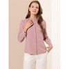 INSPIRE CHIC Women's Mandarin Collar Office Long Sleeve Button Down Shirt - 2 of 4