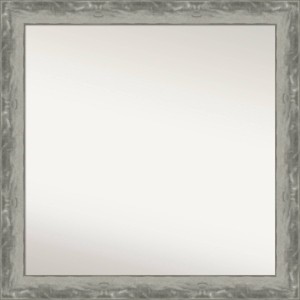31" x 31" Non-Beveled Waveline Silver Narrow Bathroom Wall Mirror - Amanti Art: Modern Square Vanity Mirror with Polystyrene Frame - 1 of 4