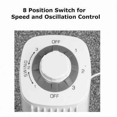 White Ultra-Slim Oscillating Floor Tower Fan with Three Speeds