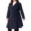 Agnes Orinda Women's Plus Size Double Breasted Notch Lapel A Line Pockets Winter Overcoats - 2 of 4