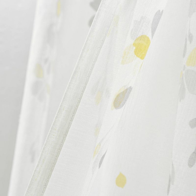 2pk 38&#34;x84&#34; Sheer Weeping Flower Curtain Panels Yellow/Gray - Lush D&#233;cor, 6 of 7