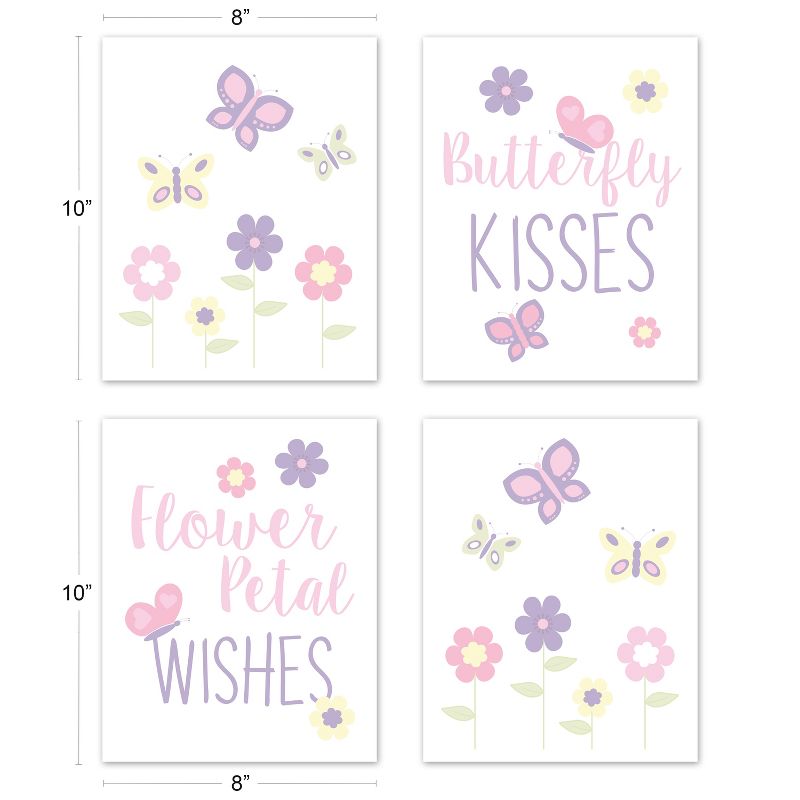 Sweet Jojo Designs Girl Unframed Wall Art Prints for Décor Butterfly Pink and Purple 4pc, 3 of 5