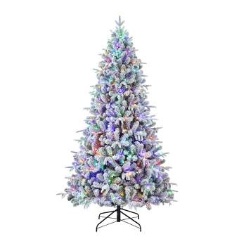 Haute Décor 7.5' Pre-Lit LED Flocked Churchill Fir Artificial Christmas Tree Color Changing Lights