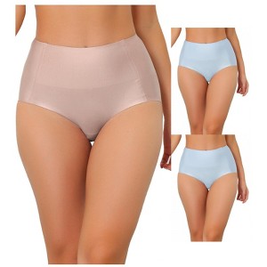 Allegra K Women's Tummy Control Unlined High Waist Breathable Hipster Underwear 3 Packs - 1 of 4