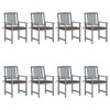 vidaXL Set of 8 Patio Chairs with Cushions - Robust Solid Acacia Wood - Gray and Taupe - Easy to Assemble - Weather-Resistant for Outdoor Use - 2 of 4