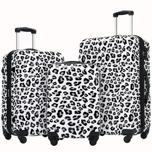 Leopard Carry On Luggage Sets Hardshell Suitcase Set Of 3,Spinner Suitcase With Tsa Lock Lightweight,20/24/28 Inch Suitcases-Cuddlewood - 1 of 4