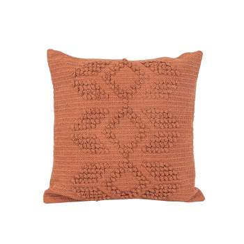 20x20 Inch Hand Woven Rust Southwest Geo Pillow Cotton With Polyester Fill by Foreside Home & Garden