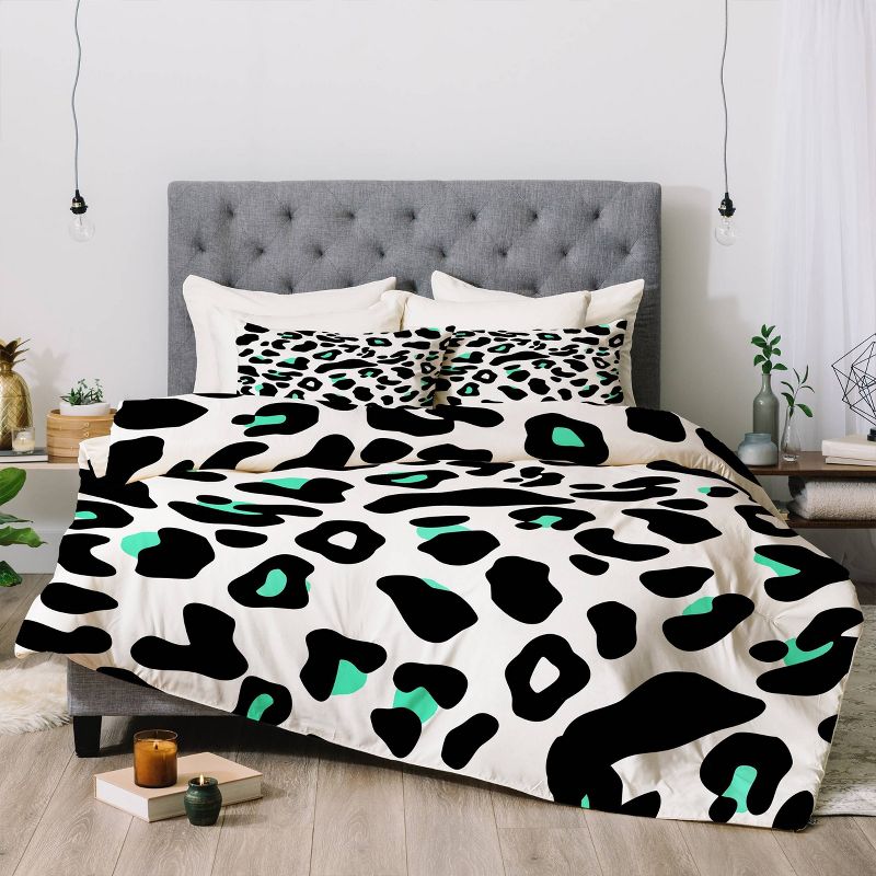 Allyson Johnson Neon Turquoise Leopard Comforter Set, 3 of 8