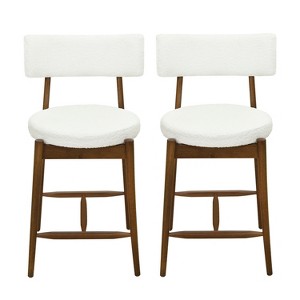Vynxaria Mid Century Modern Counter Stools,Set of 2,Walnut and Beige - 1 of 4