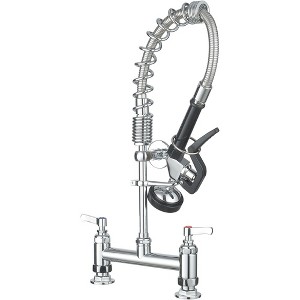 BWE Commercial Restaurant Pull-Down Dual Handle Countertop Flush Spray Utility Kitchen Faucet 8 Inch - 1 of 4