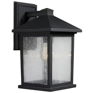 Portland Outdoor Light Fixture - 14" Glass Lantern, Dimmable, Wet Rated, 1 Bulb, Black - 1 of 2