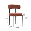 Boucle Dining Chairs Set of 2,Mid-Century Modern Curved Backrest Upholstered Kitchen Chairs with Black Metal Legs-Baofuwish - 4 of 4