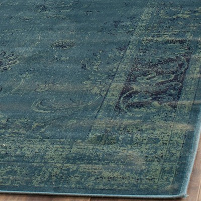 Turquoise and Multi Rectangular Wool Area Rug