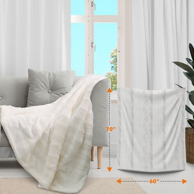 White Faux Fur Reversible Machine Washable Pet Blanket