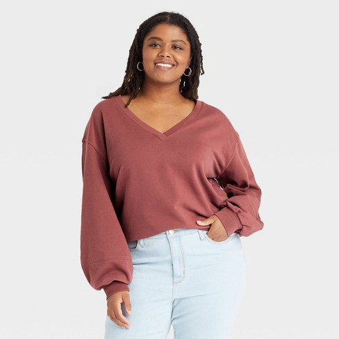 Women's Plus Size French Terry Sweatshirt - Universal Thread™ Dark Red 2x :  Target
