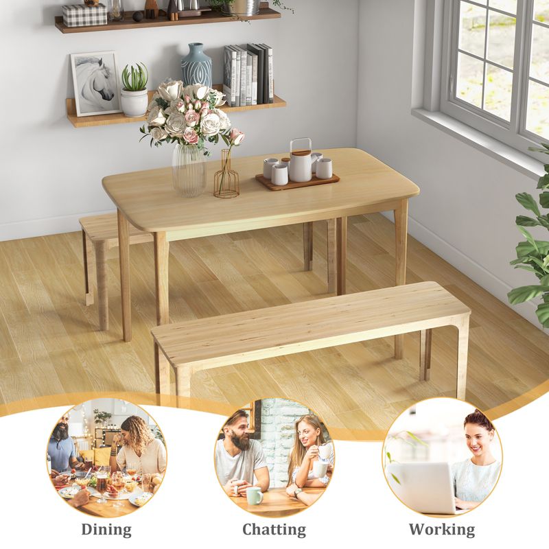 Costway 48" Wooden Dining Table Rectangular Farmhouse Kitchen with Solid Rubber Wood Legs Cherry/Natural, 5 of 11
