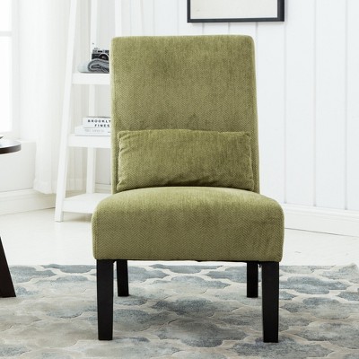 Contemporary Slipper Accent Chair in Green with Espresso Wood Finish