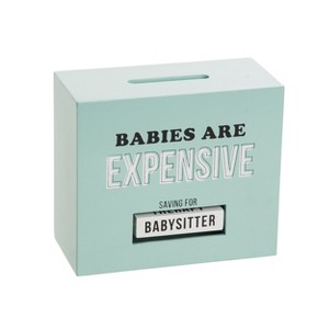 Totalee Gift Babies Are Expensive Rotating Bank Wood Green - 1 of 1