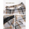 Women's Wool Plaid A-Line Skirt - Winter Warm Elastic Waist Pleated Long Skirt Light Grey - 3 of 4