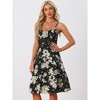 Allegra K Women's V Neck Spaghetti Strap Smocked Back Ruffled Hem Midi Floral Sundresses - 3 of 4