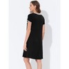 cheibear Women's Soft V-Neck Summer Pajama Lounge Dress with Pockets Nightgowns - 3 of 4