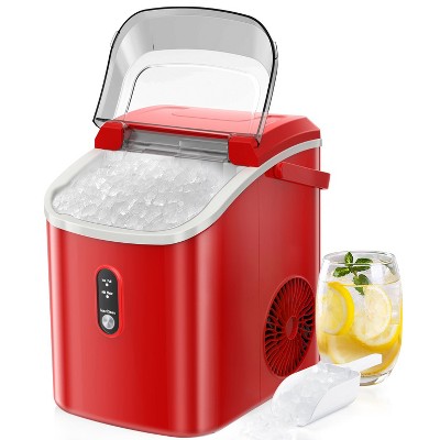 R.W.FLAME Nugget Countertop Ice Maker with Soft Chewable Ice, Pebble Portable Machine Scoop, Self-Cleaning, One-Click Operation, White/Black/Gray/Red/Green