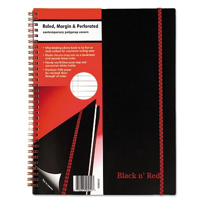 Black n' Red Twin Wire Poly Cover Notebook Legal Rule 11 x 8 1/2 70 Sheets K66652